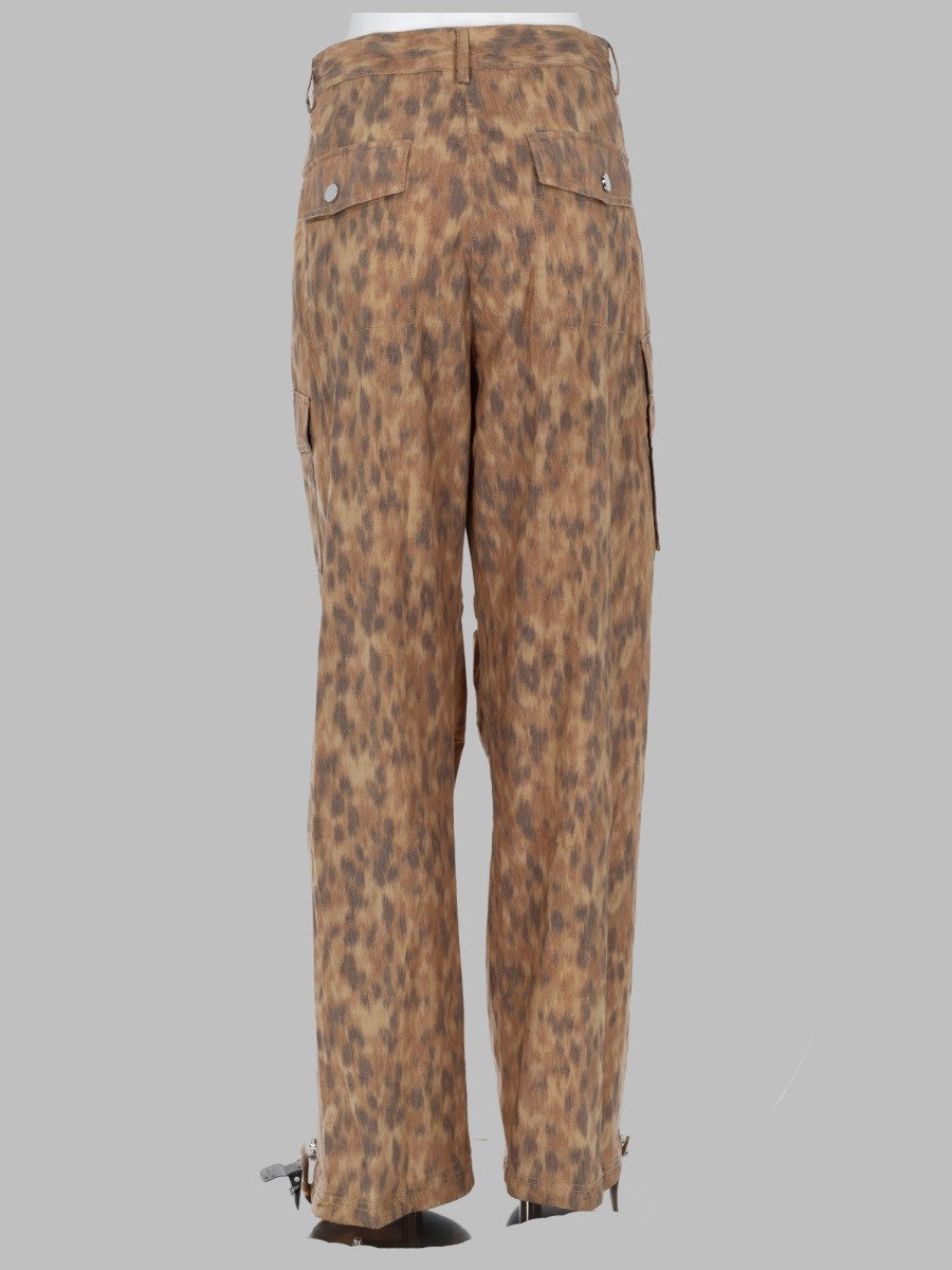 Ganni Women's Pantalone Cargo in Cotone Stampato Beige