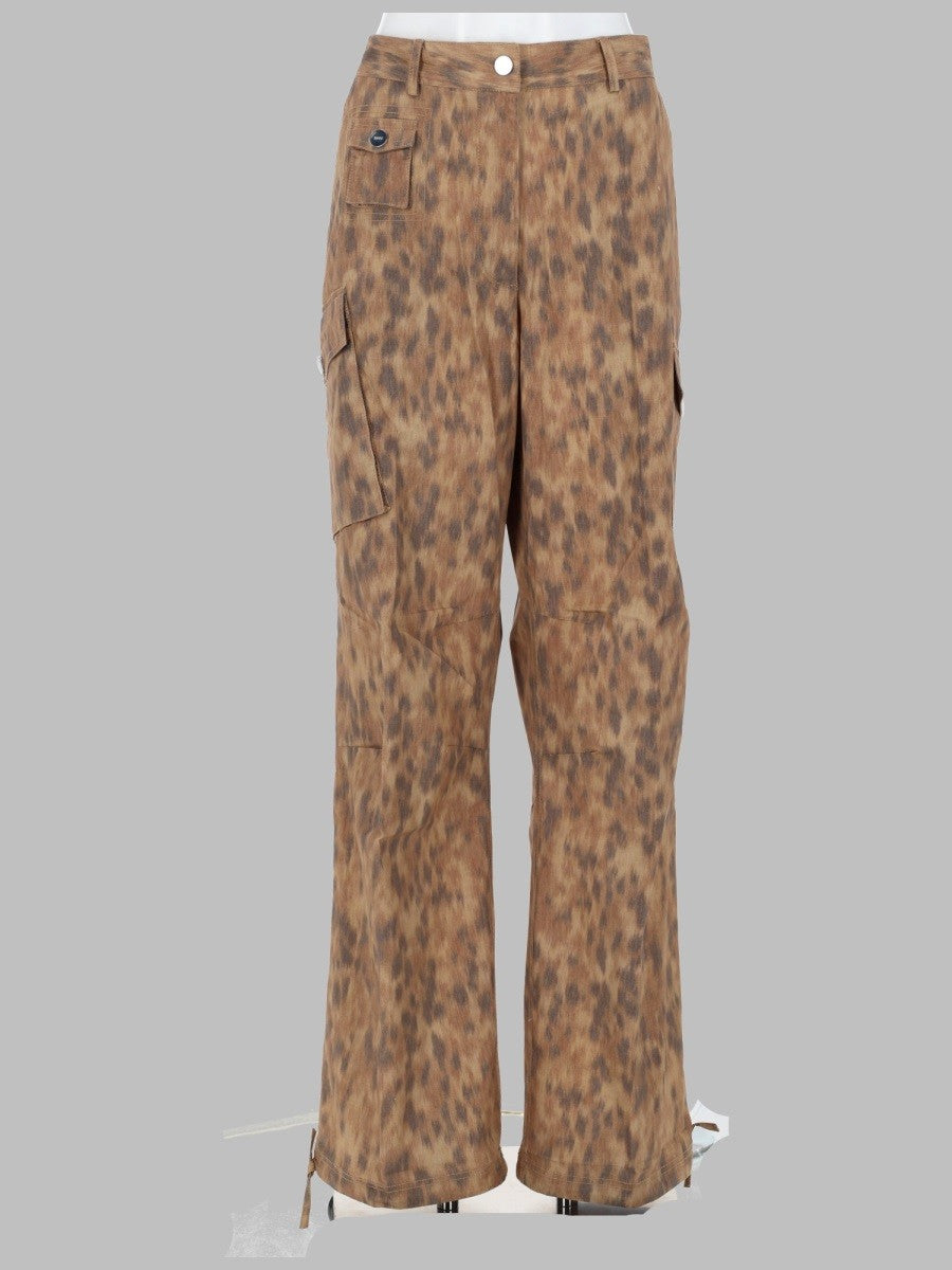 Ganni Women's Pantalone Cargo in Cotone Stampato Beige