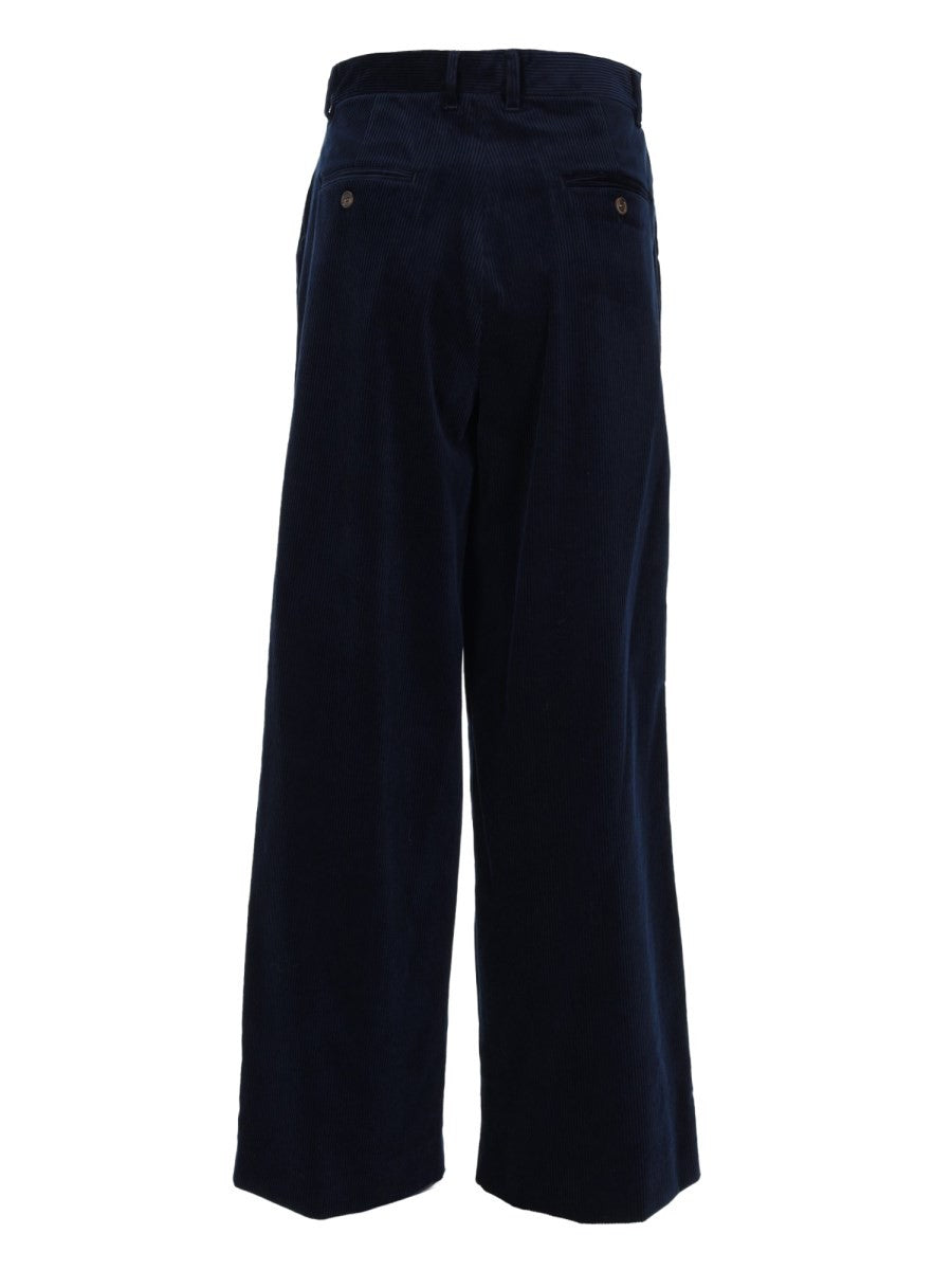 S MAX MARA Women's Velvet Ribbed Corona Trousers Blue, view 2