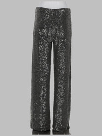 P.A.R.O.S.H Women's Pantalone Dritto Con Paillettes Grey
