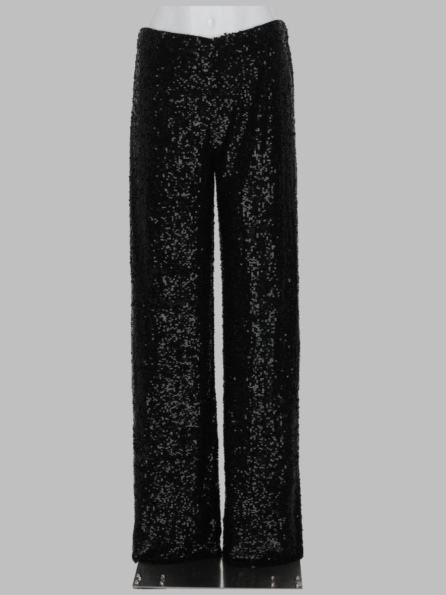 P.A.R.O.S.H Women's Pantalone Dritto Con Paillettes Black