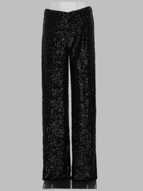P.A.R.O.S.H Women's Pantalone Dritto Con Paillettes Black