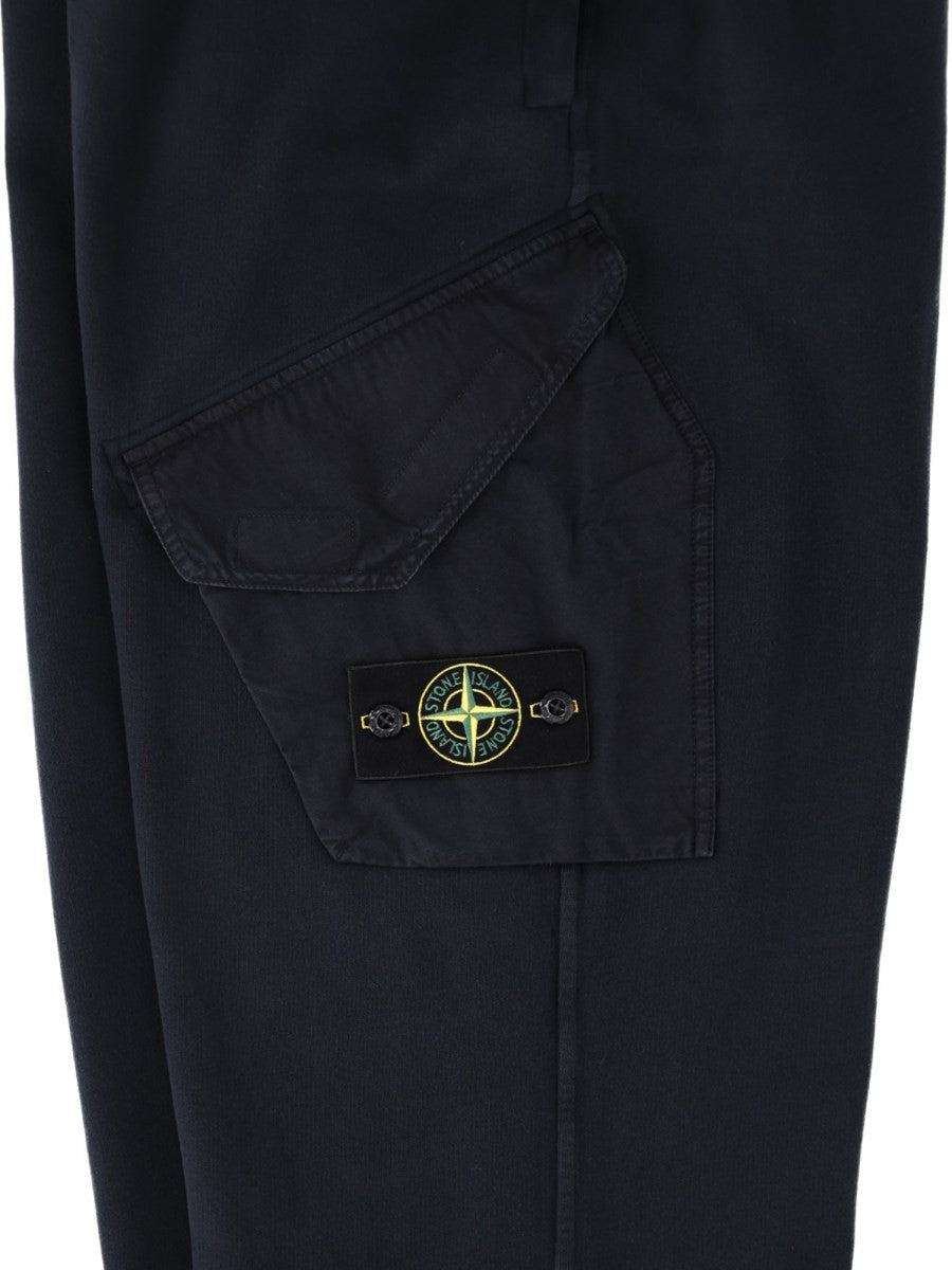 Stone Island Men's Pantalone in Felpa Di Cotone Blue