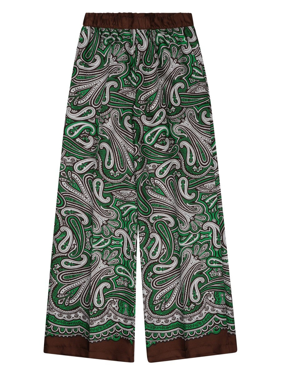 P.A.R.O.S.H Women's Pantalone in Seta Con Stampa Paisley Green