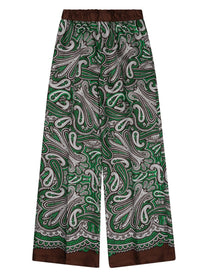 P.A.R.O.S.H Women's Pantalone in Seta Con Stampa Paisley Green
