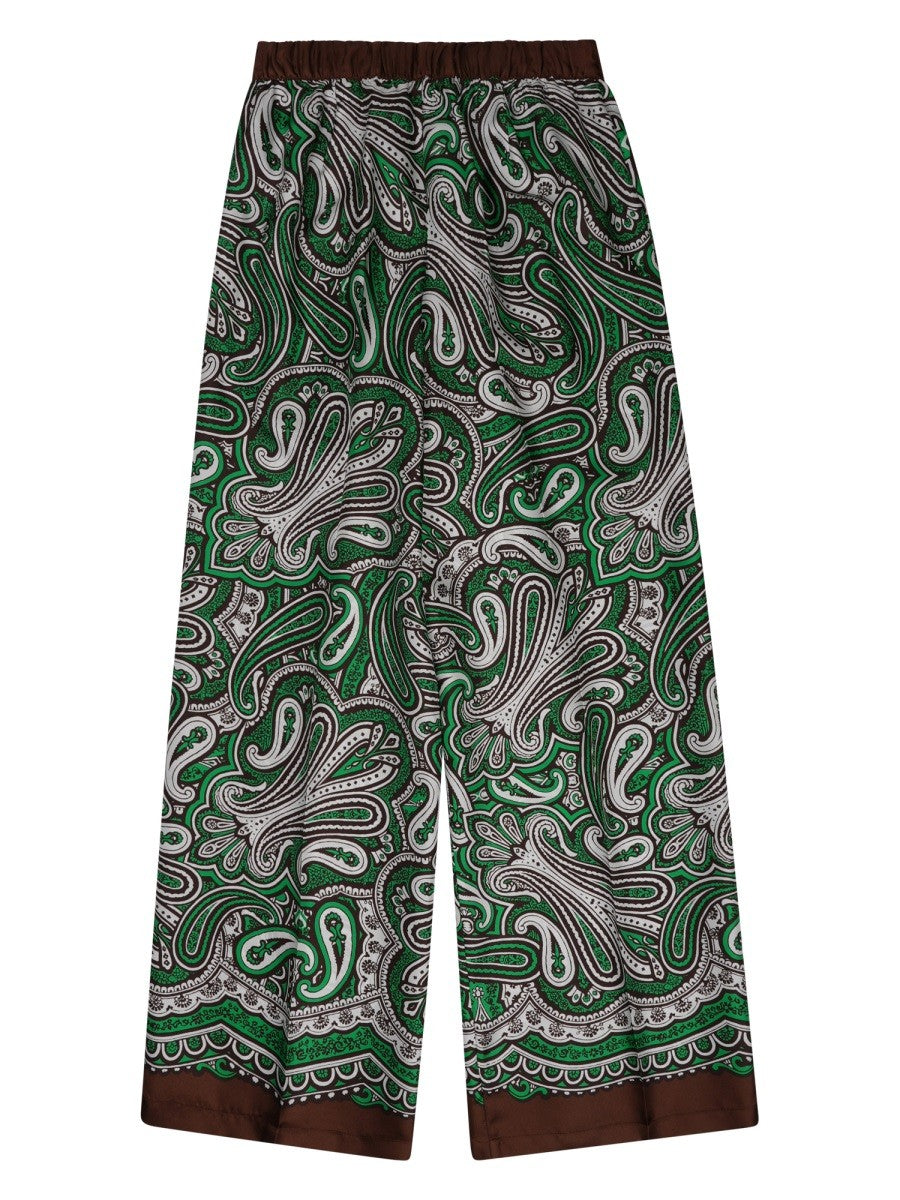 P.A.R.O.S.H Women's Pantalone in Seta Con Stampa Paisley Green