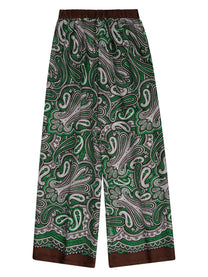 P.A.R.O.S.H Women's Pantalone in Seta Con Stampa Paisley Green