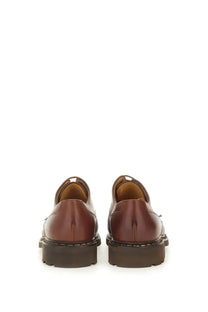 Paraboot men’s lace up Chambord brown derby shoes with brown leather upper and chunky dark brown rubber sole