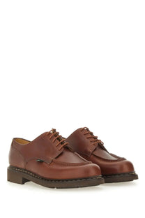 Paraboot men’s lace up chambord brown leather oxford shoes with classic brogue design and dark brown soles