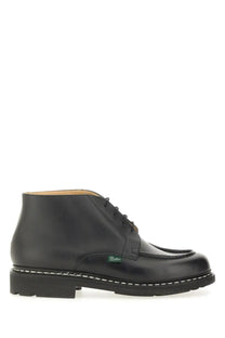 Paraboot men’s leather boot black with classic black leather design white stitching along the sole