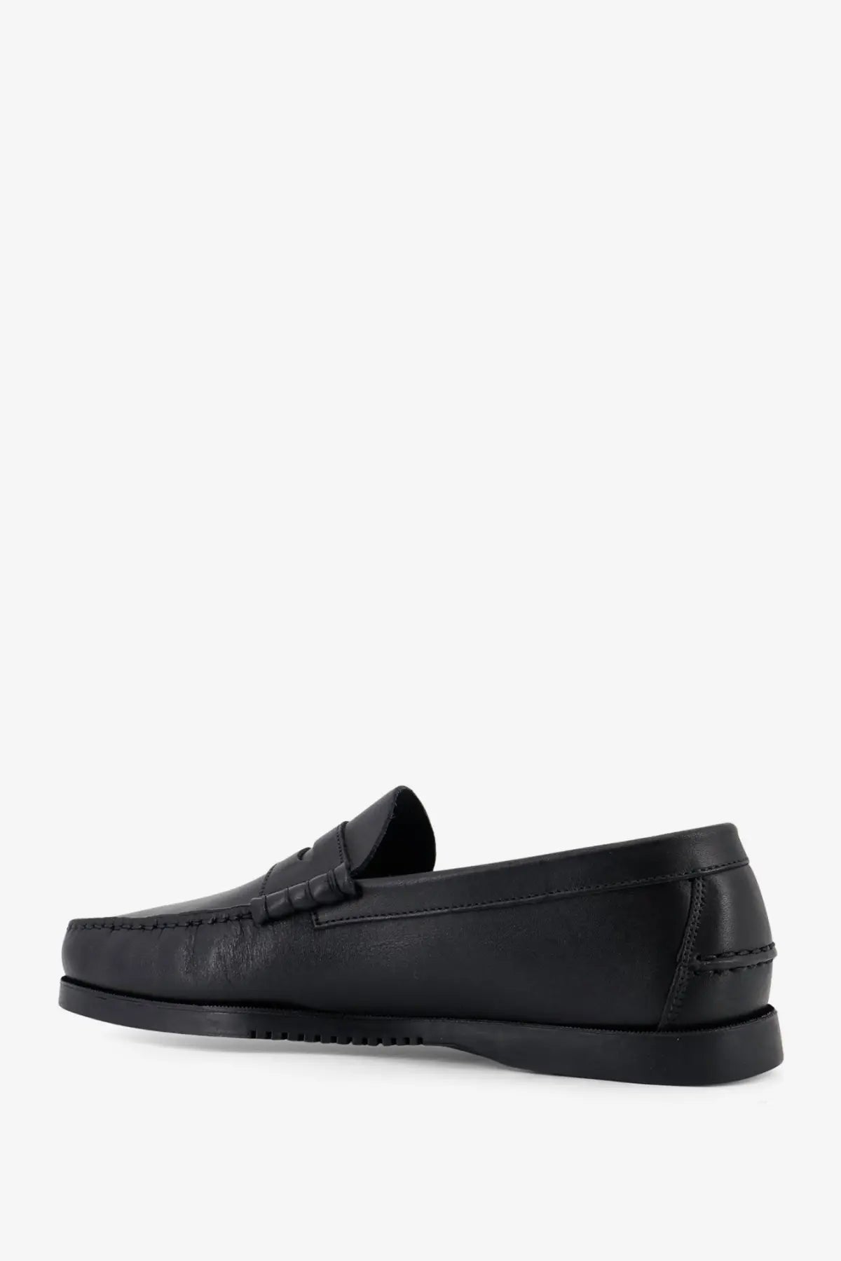 Paraboot men’s black leather loafer with sleek minimalist design and subtle stitching details