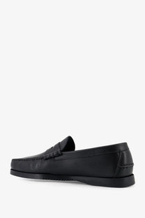 Paraboot men’s black leather loafer with sleek minimalist design and subtle stitching details
