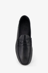 Paraboot men’s black leather loafers with stitched strap and braided detailing for stylish formal wear