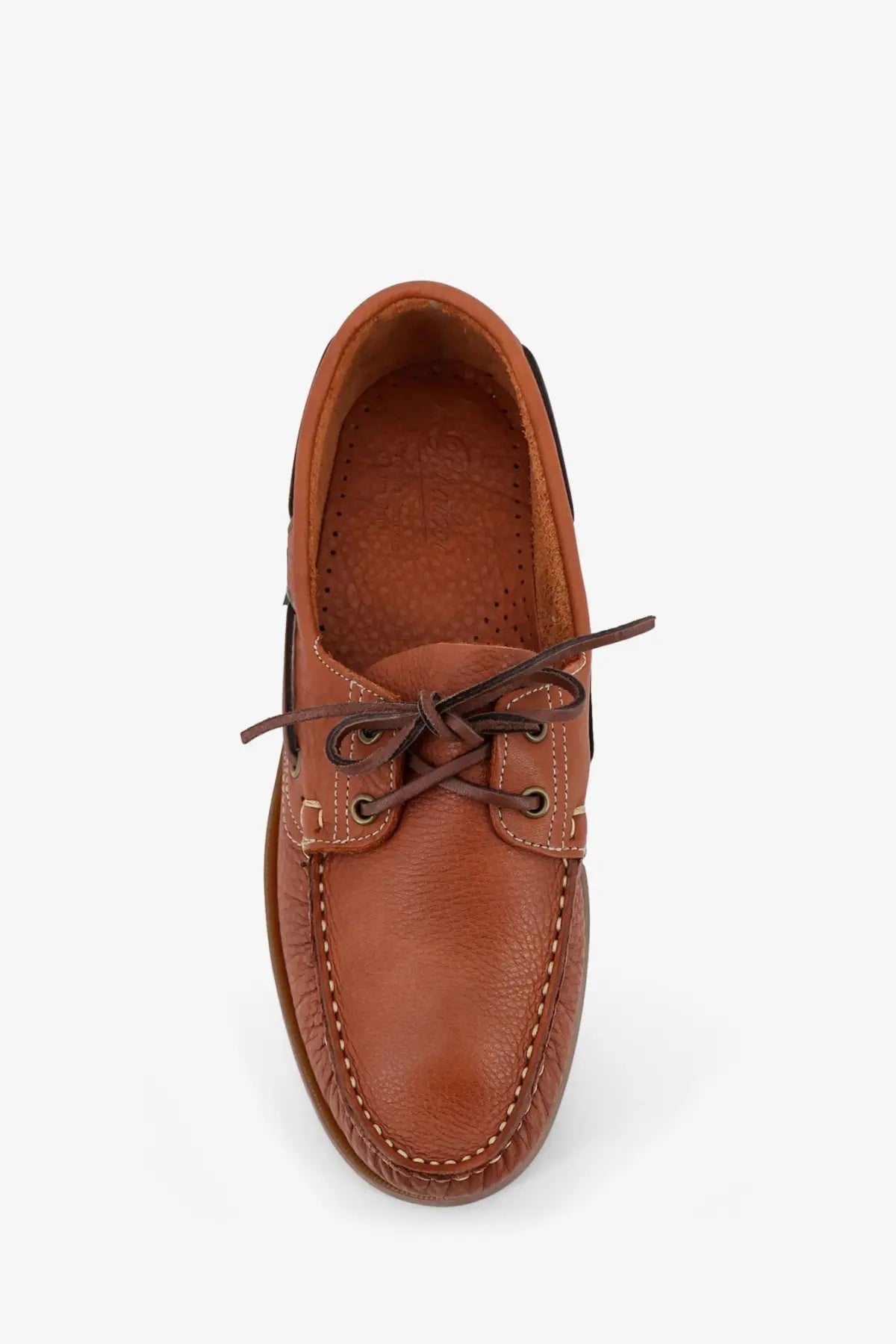 Brown leather boat shoe with matching laces and contrasting stitching from paraboot mens leather loafers miel
