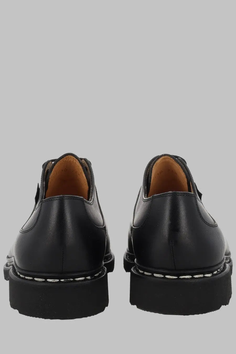 Paraboot men’s mocassino avignon black leather oxford shoes with white stitching and tan lining
