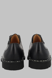 Paraboot men’s mocassino avignon black leather oxford shoes with white stitching and tan lining