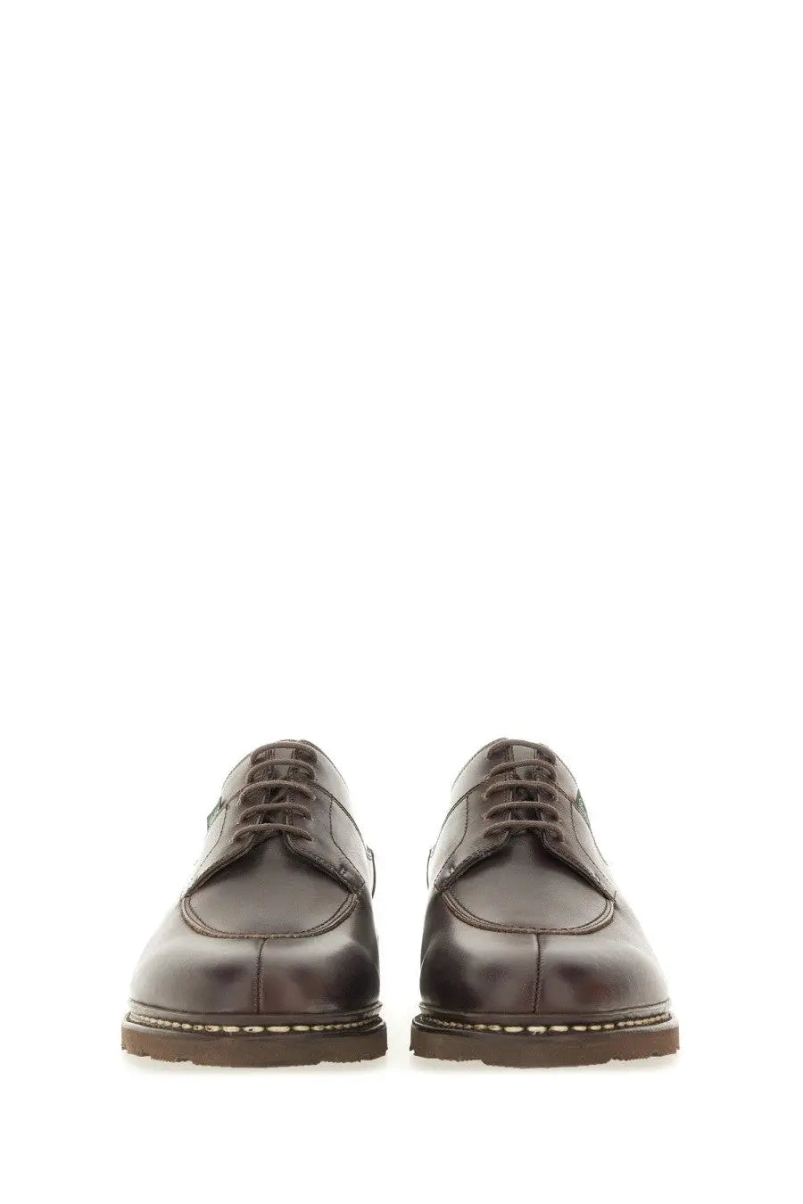 Paraboot men’s moccasin avignon brown dark brown leather lace-up oxford shoes with classic design and visible stitching