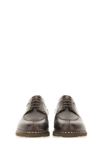 Paraboot men’s moccasin avignon brown dark brown leather lace-up oxford shoes with classic design and visible stitching