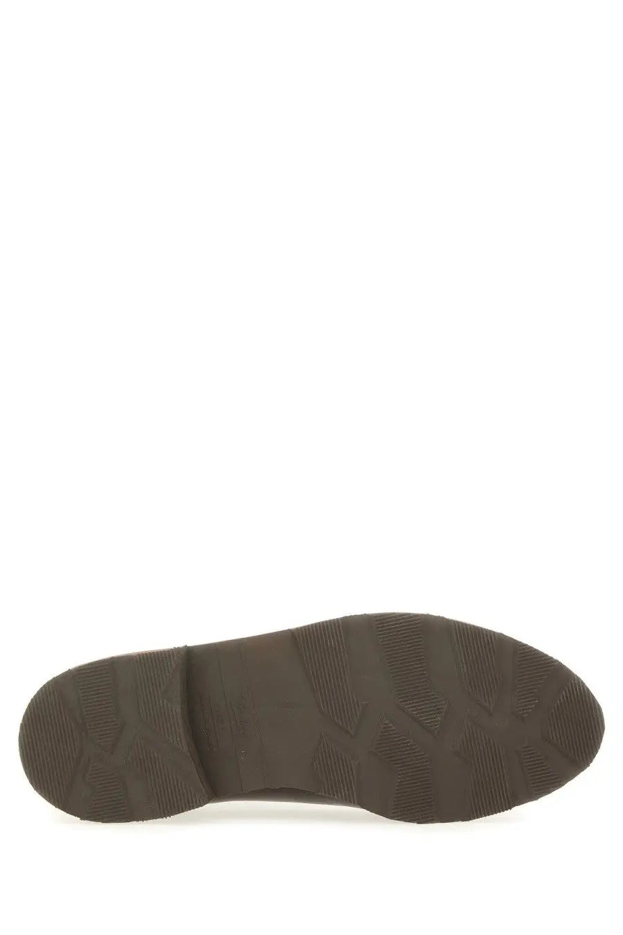 Dark brown rubber sole with textured tread on paraboot men’s moccasin avignon brown shoe