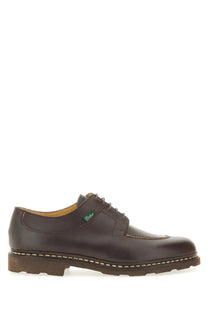 Paraboot men’s moccasin Avignon brown brown leather lace-up oxford shoe with a green logo tag on the side