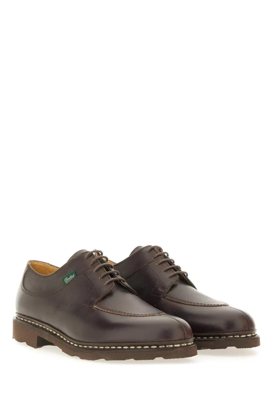 Paraboot men’s moccasin Avignon brown leather lace-up oxford shoes with classic design and visible sole stitching