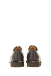 Paraboot men’s moccasin chambord brown dark brown leather dress shoes with classic oxford design and white stitching