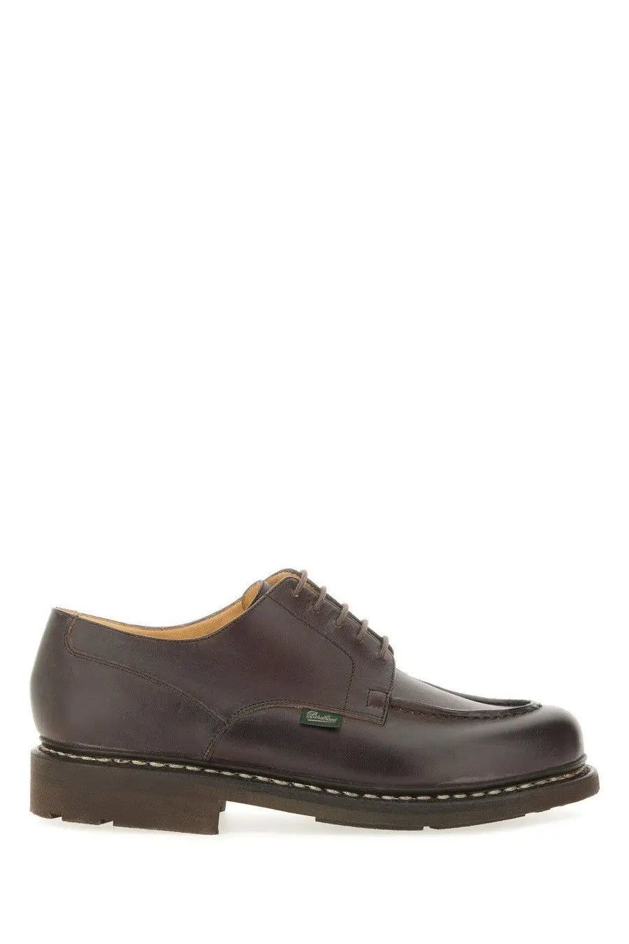 Paraboot men’s moccasin chambord brown dark brown leather oxford shoe with classic design and visible sole stitching