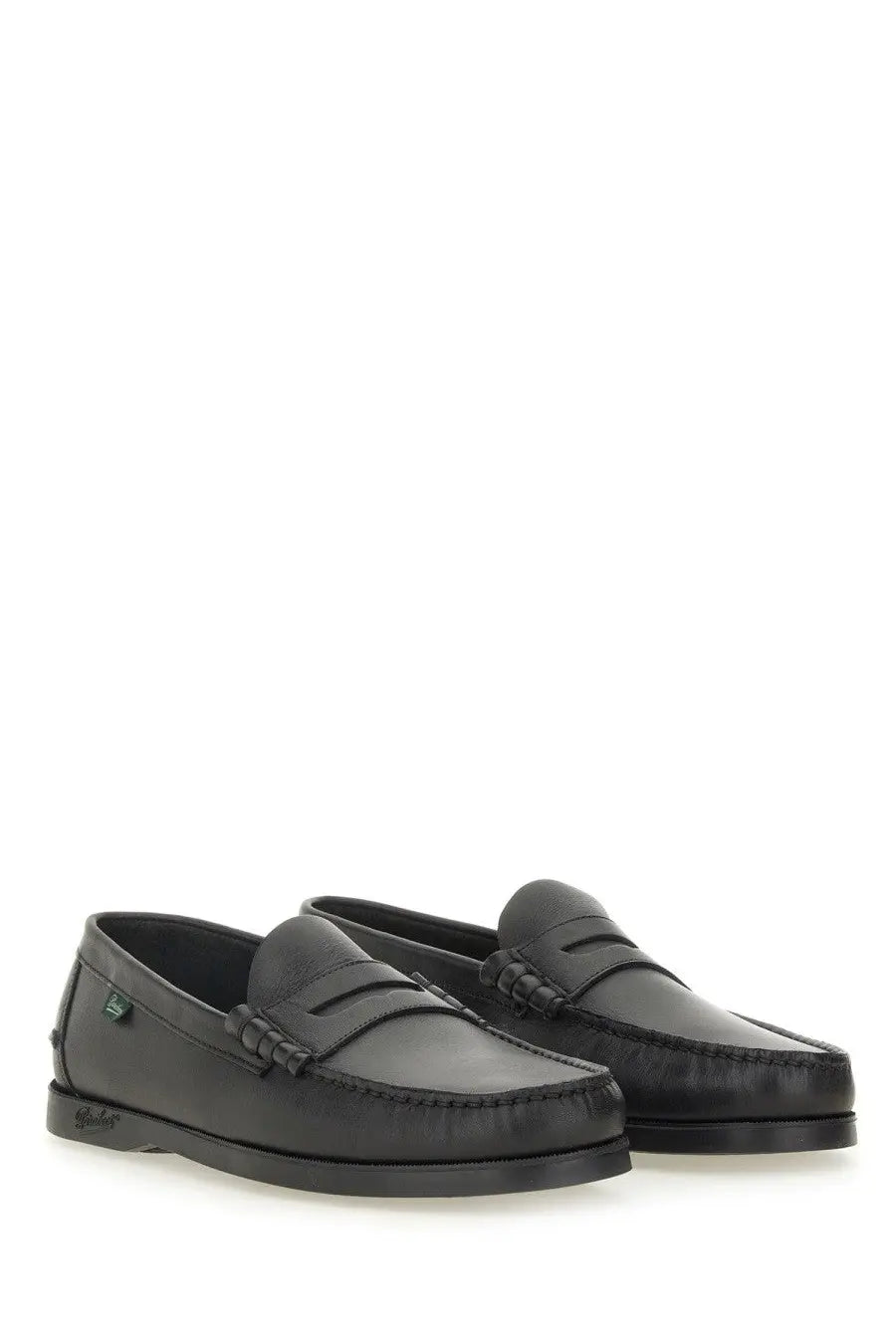 Paraboot men’s moccasin coraux black leather loafers with classic moccasin design and braided strap detail