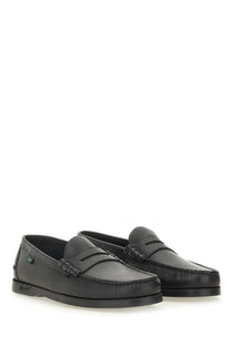 Paraboot men’s moccasin coraux black leather loafers with classic moccasin design and braided strap detail