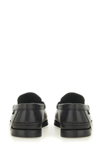 Paraboot men’s moccasin coraux black leather loafers with sleek polished finish and classic stitching