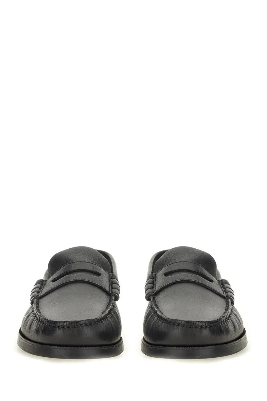 Paraboot men’s moccasin Coraux black leather penny loafers with polished finish and subtle stitching details
