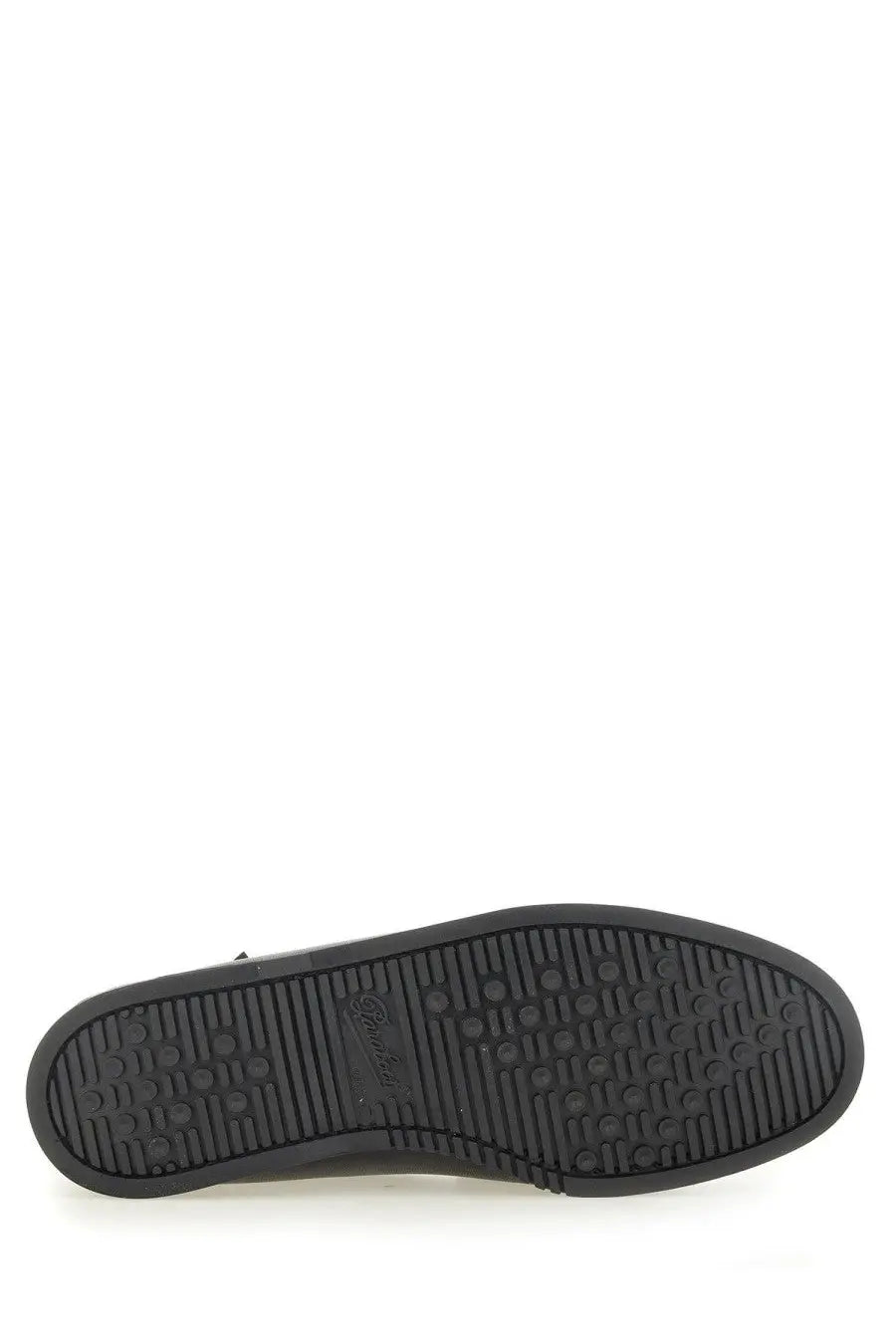 Black rubber sole with textured pattern and skechers branding on paraboot men’s moccasin coraux black shoes