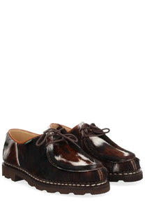 Paraboot men’s moccasin michael brown brown and white cowhide leather lace-up oxford shoes with chunky rubber sole