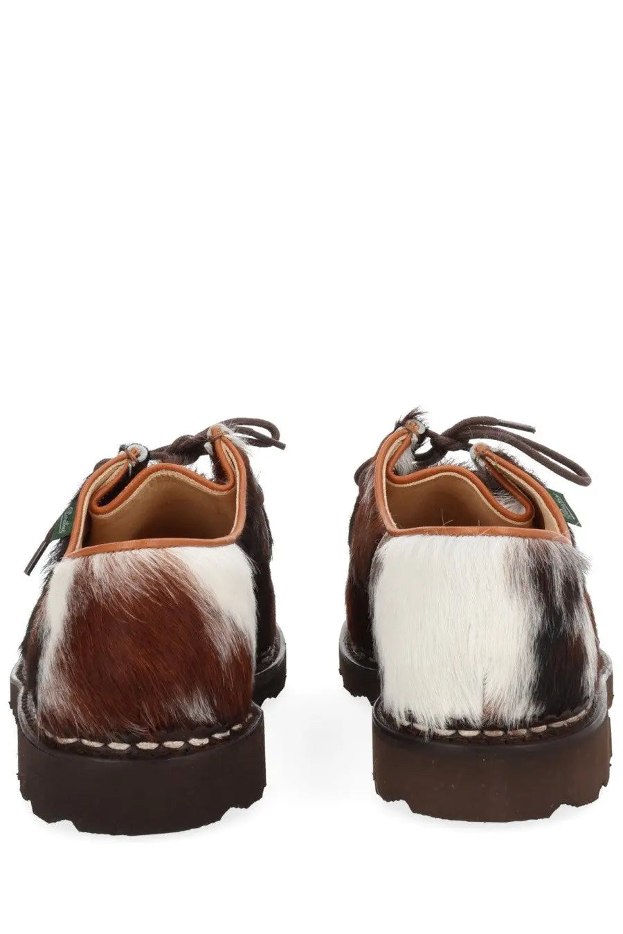 Paraboot men’s moccasin michael brown brown and white cowhide leather lace-up shoes with chunky dark brown sole
