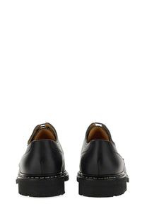 Black leather derby shoes with chunky rubber sole and visible stitching paraboot men’s stringata chambord black