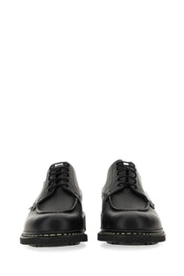 Paraboot men’s stringata chambord black leather lace-up oxford shoes with polished finish and white sole stitching