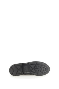 Paraboot men’s stringata chambord black rubber sole with textured geometric tread and white stitching along edge