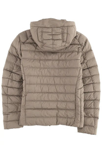 Beige quilted down puffer jacket with hood by parajumpers in last minute green for men