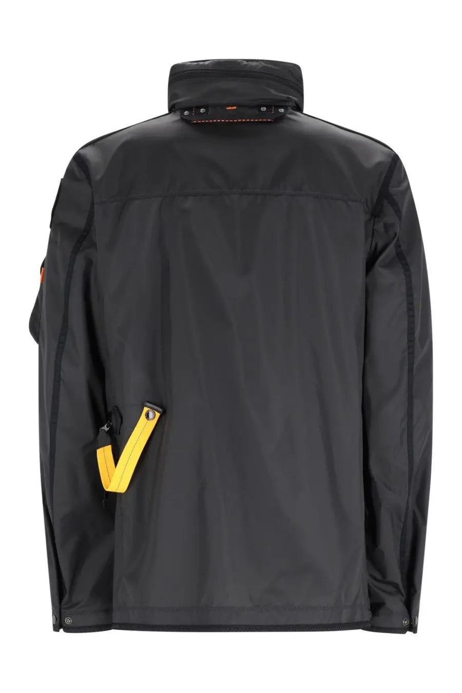 Parajumpers men’s giacca morgan spring black waterproof jacket with high collar yellow strap and orange stitching
