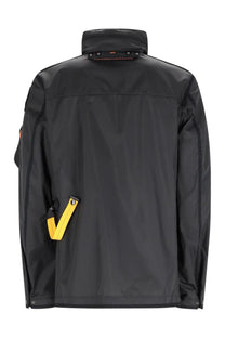 Parajumpers men’s giacca morgan spring black waterproof jacket with high collar yellow strap and orange stitching