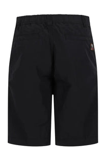 Back view of parajumpers men’s lex black shorts with drawstring waistband two back pockets and embroidered logo patch
