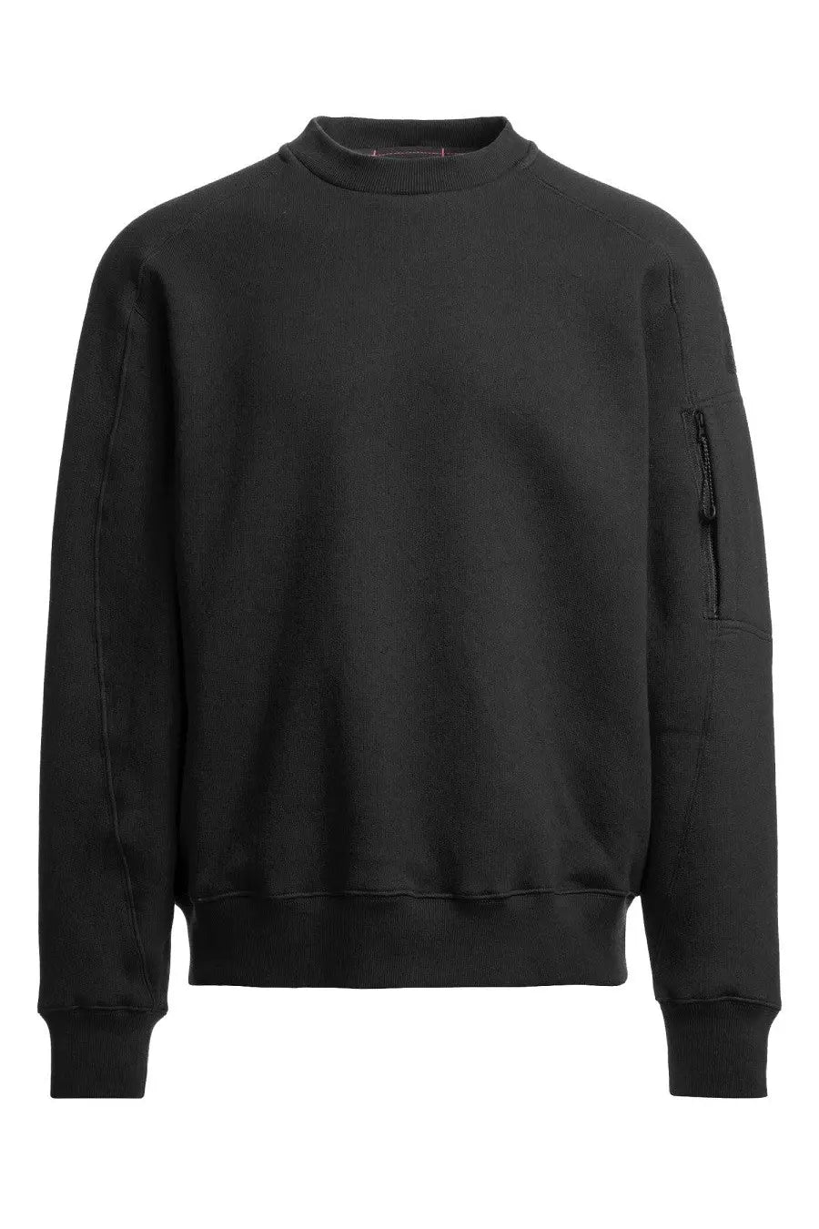 Parajumpers men’s viggo black crewneck sweatshirt with zippered pocket on the left sleeve for casual wear