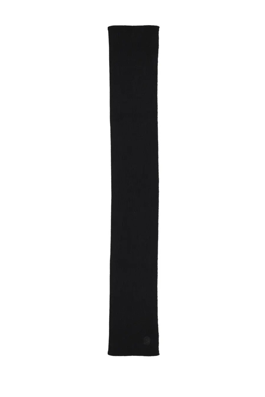 Parajumpers unisex plain black knit scarf with subtle textured weave and small logo at the bottom