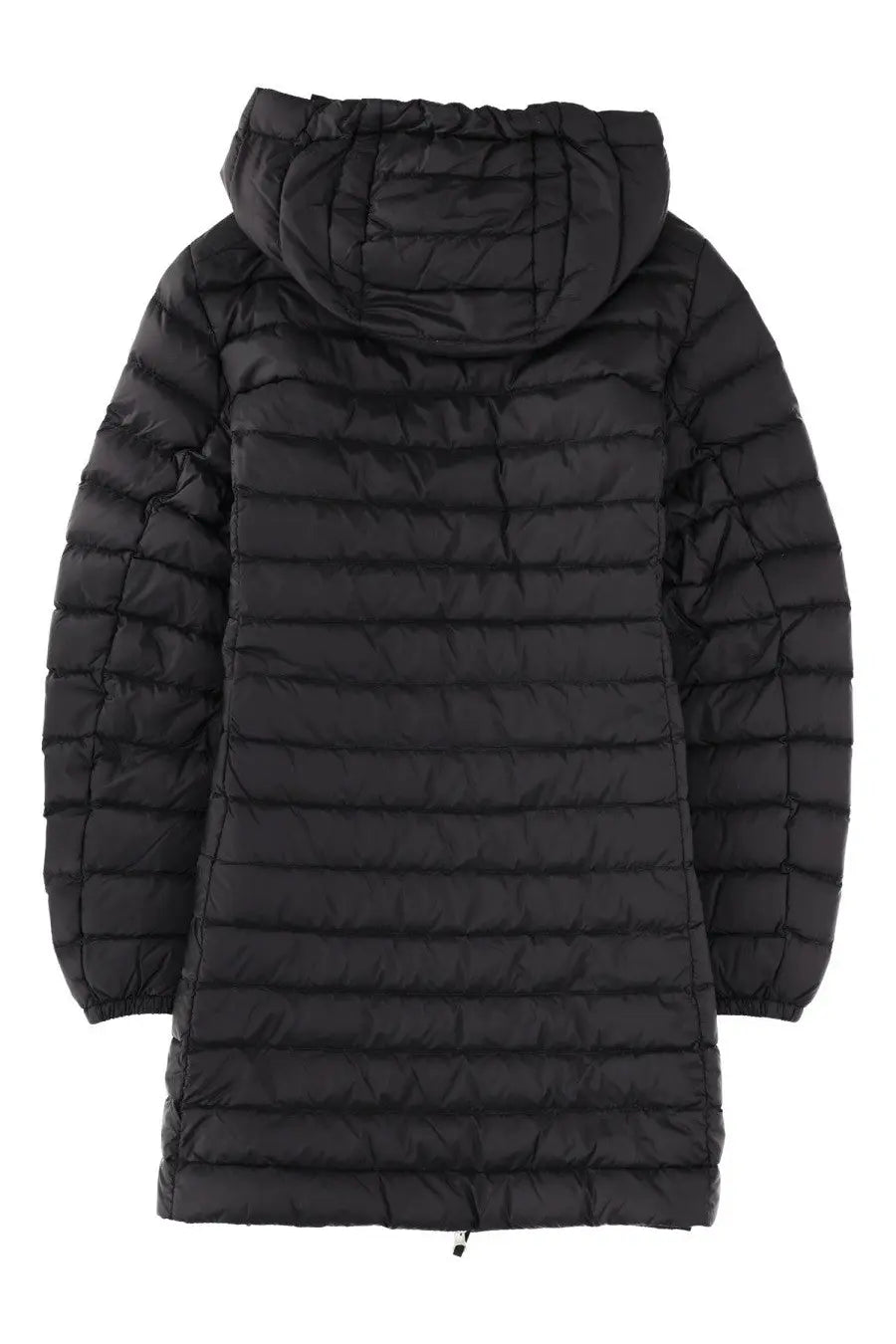 Parajumpers women’s Meredith jacket black quilted hooded puffer coat with horizontal stitching and elastic cuffs