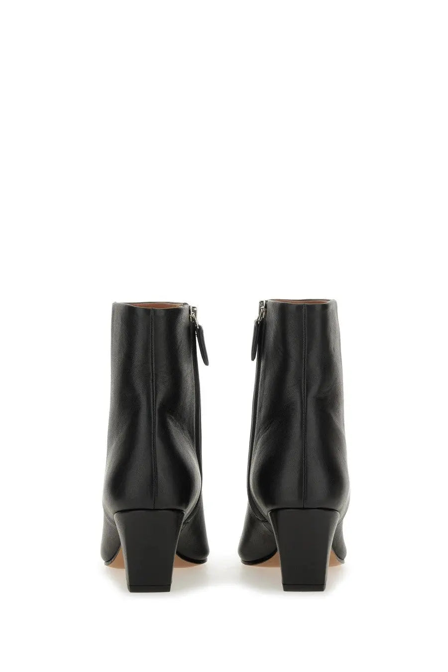 Paris Texas women’s black leather ankle boots with block heel and side zipper for stylish everyday wear