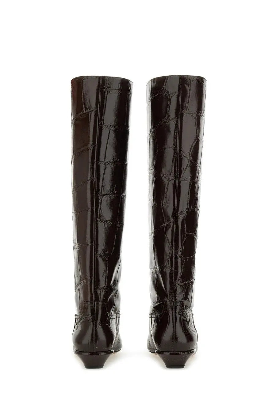 Paris Texas women’s boot Bettina black shiny black crocodile embossed over-the-knee boots with pointed heels