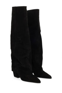 Paris texas women’s boot jane black black suede over-the-knee boots with pointed toe and low block heel