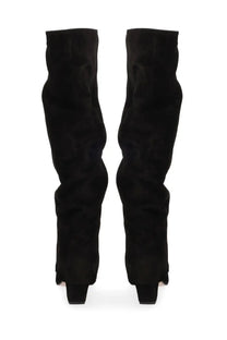 Paris Texas women’s boot Jane black sleek black suede over-the-knee boots with block heels and form-fitting design