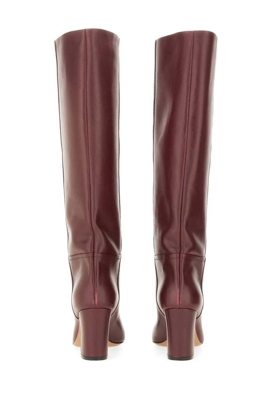 Burgundy leather knee-high block heel boots for women by paris texas called lavinia boot red