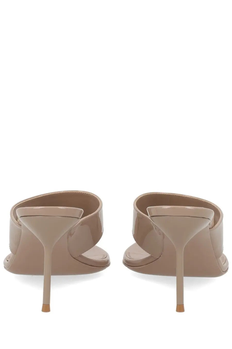 Beige patent leather mules with slender high heels from paris texas womens mule con tacco lidia collection